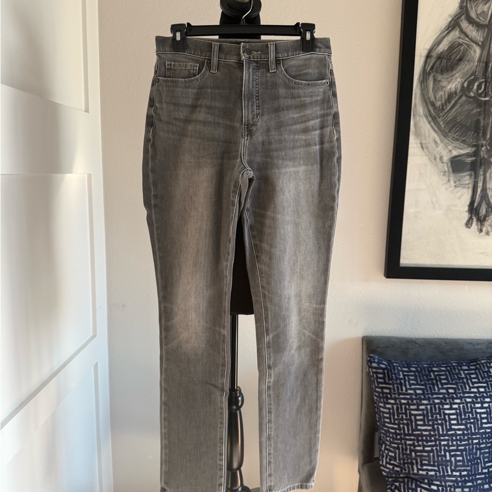 Banana Republic Charcoal Denim Straight Leg High Rise Jeans